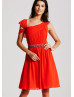 Dark Orange Cap Sleeves Knee Length Prom Dress